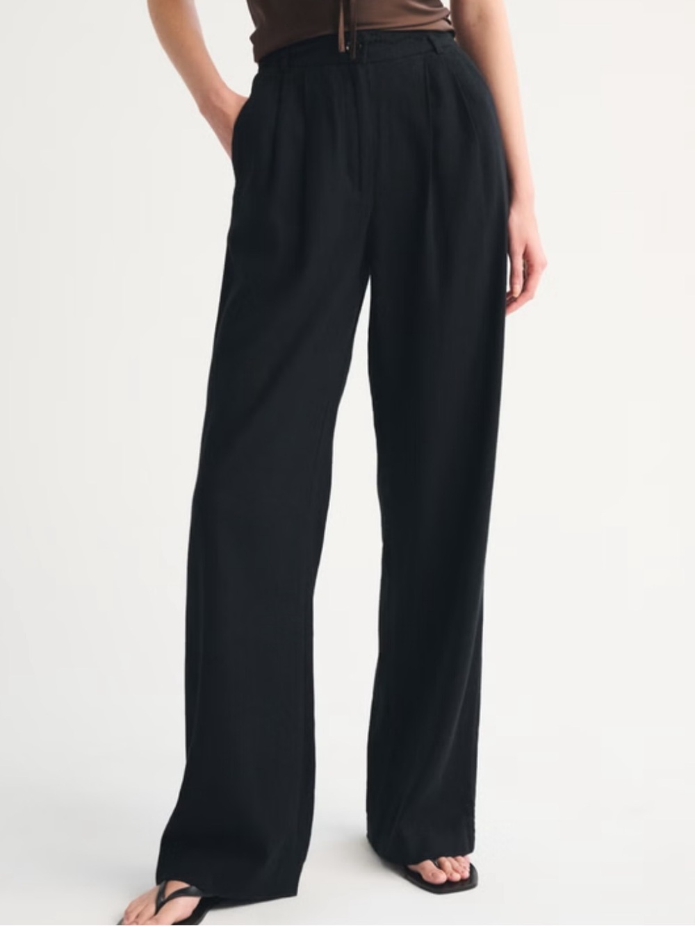 Abercrombie Linen Wide Leg Trousers Pants Black Women’s Size 30 10 Pleated